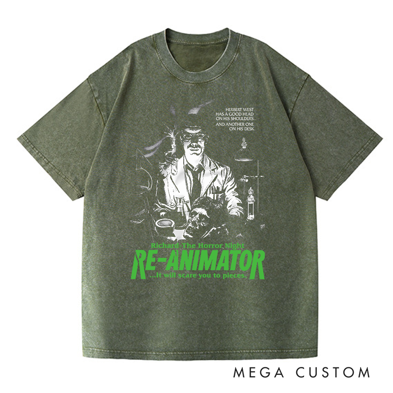 Personalized Re-Animator Horror Movie Washed T-Shirts Scary Movie Tshirt 80s Retro Movie Shirt Halloween
