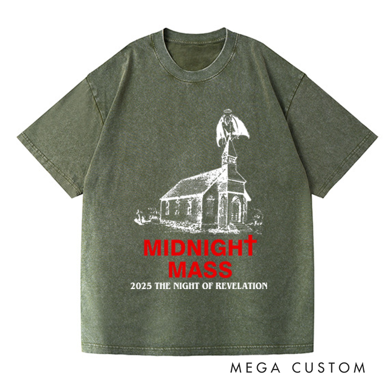 Personalized Midnight Mass Horror Movie Washed T-Shirts Scary Movie Tshirt Retro Movie Shirt Halloween