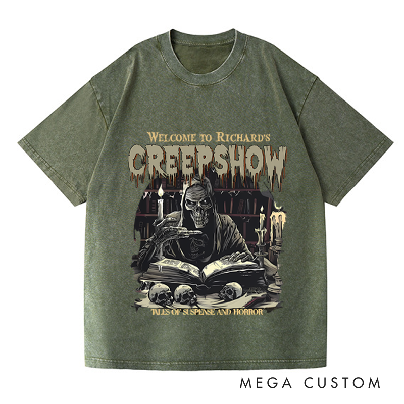 Personalized Retro Your Creepy Show Horror Movie Washed T-Shirts Horror Spooky Movies Tshirt Film Fan Shirt Halloween