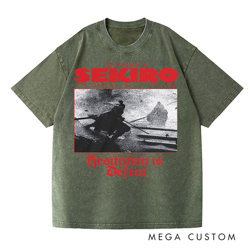 Personalized One Armed Wolf Japanese Game Washed T-Shirts Video Game Tshirt Die Twice Shirt Halloween