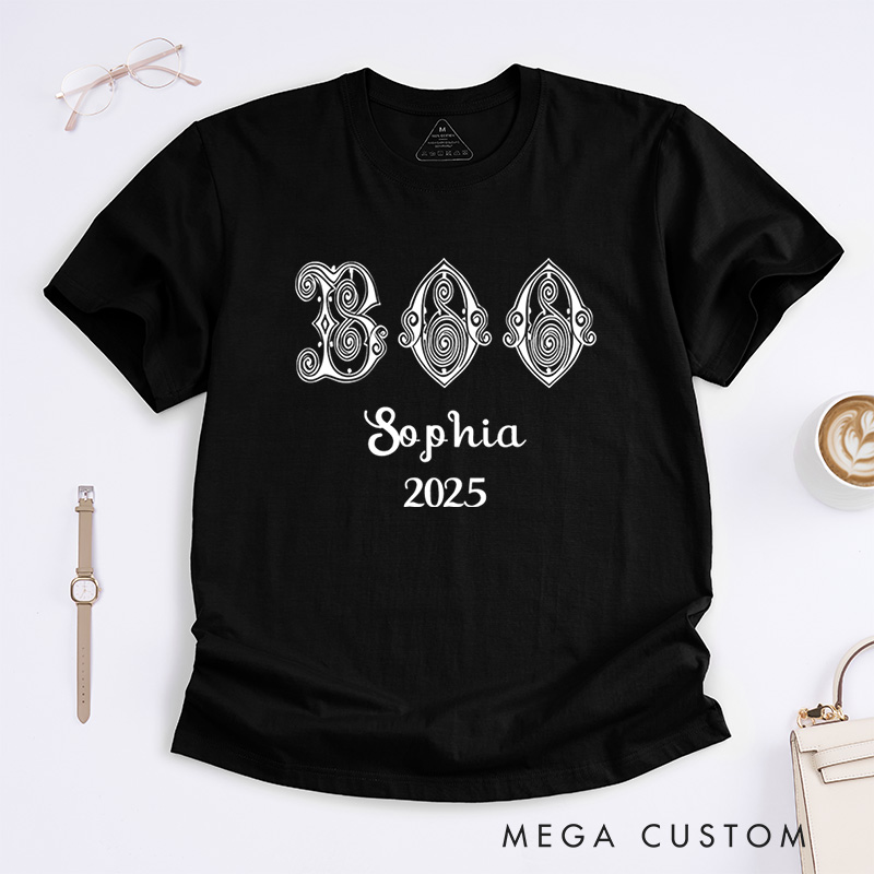 Personalized Ornate Boo Halloween T-Shirt Perfect for Fun and Whimsical Halloween Celebrations T-Shirt