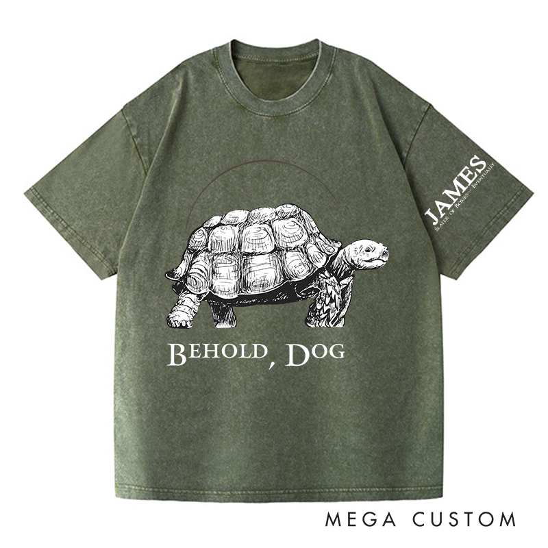Personalized Behold Dog Gothic Game Washed T-Shirts Video Game Tshirt Soulslike Shirt Halloween