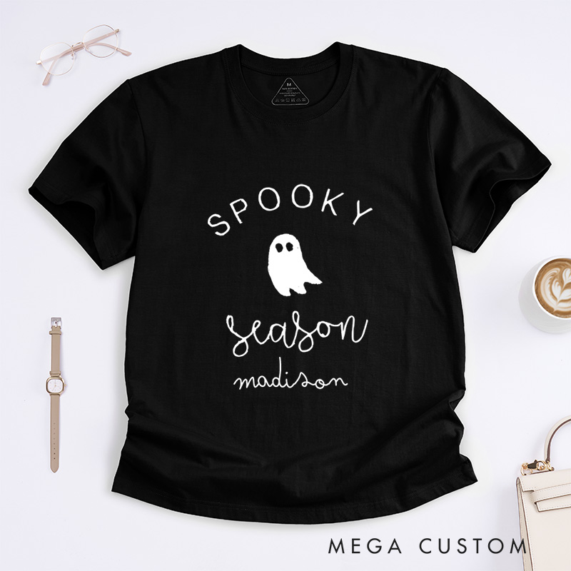 Personalized Spooky Season Halloween T-Shirt Perfect for Adding a Festive and Playful Vibe to Outfits T-Shirt
