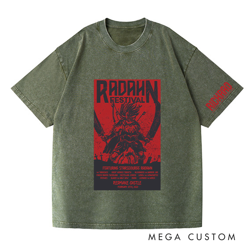 Personalized Red Radahn Festival Gothic Game Washed T-Shirts Video Game Tshirt Soulslike Shirt Music Lover