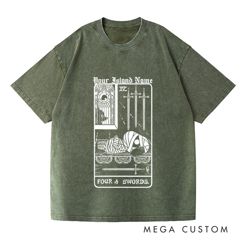 Personalized Four of Swords Washed T-Shirts Video Game Tshirt Island Building Game Shirt