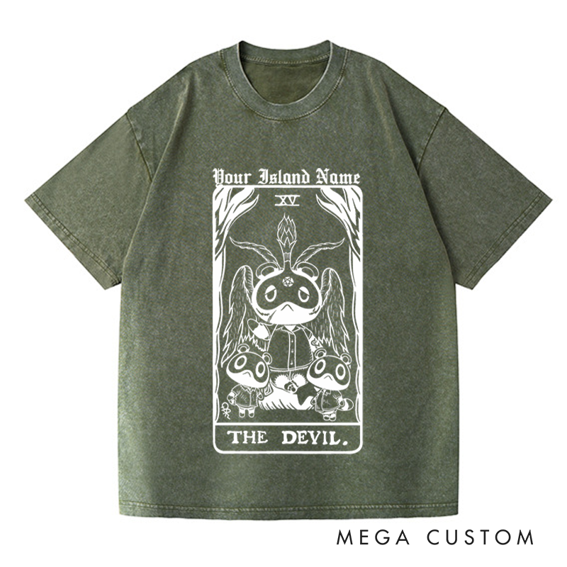 Personalized the Devil Washed T-Shirts Video Game Tshirt Island Building Game Shirt