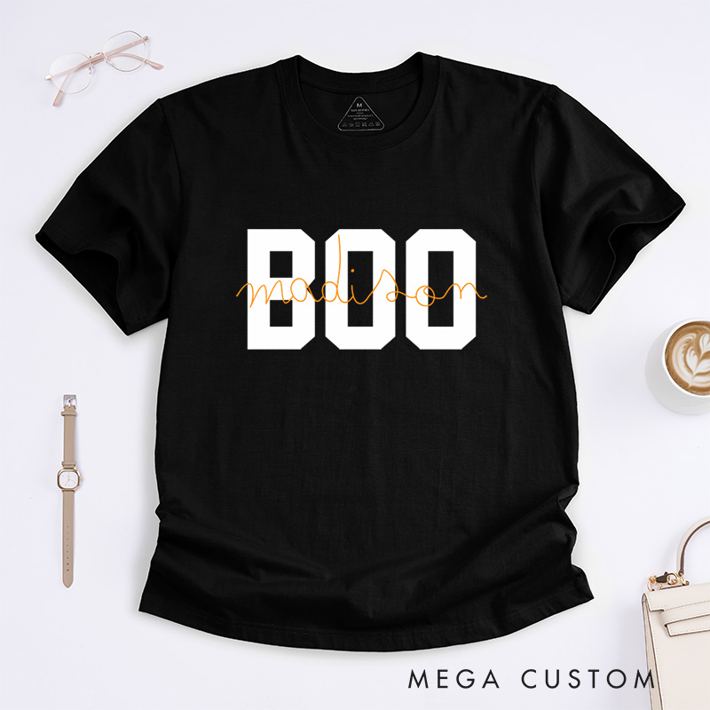 Personalized Boo Halloween T-Shirt Perfect for Fun and Festive Seasonal Celebrations T-Shirt