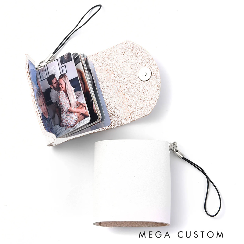 Personalized Mini Photo Keychain Small Custom Leather Memory Photo Mini Cute Picture Keychain for Family Boyfriend Girlfriend Couple Friends