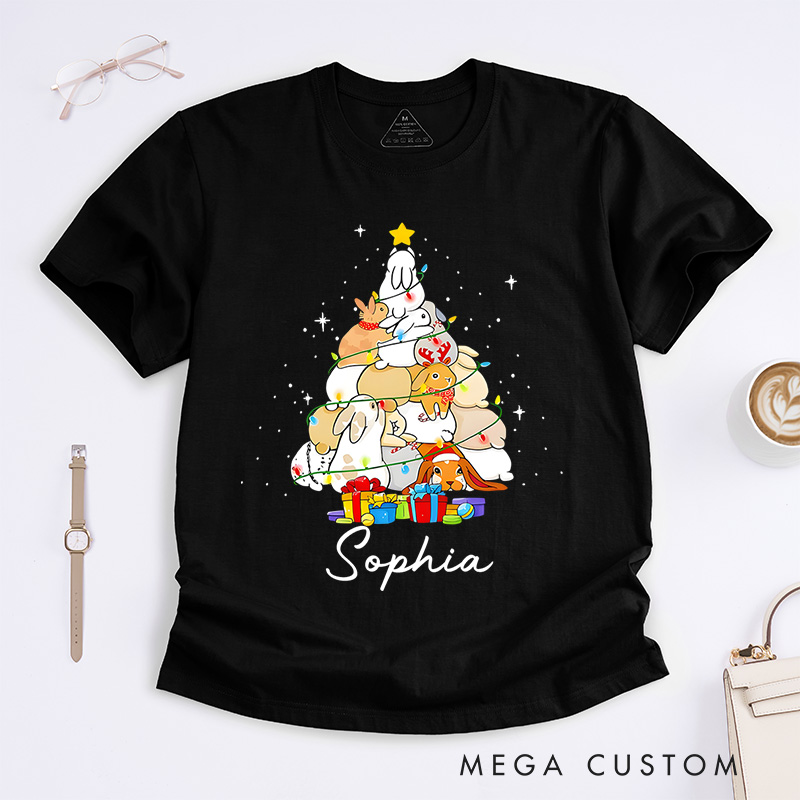Personalized Christmas Tree with Cute Animals and Gifts Christmas T-Shirt