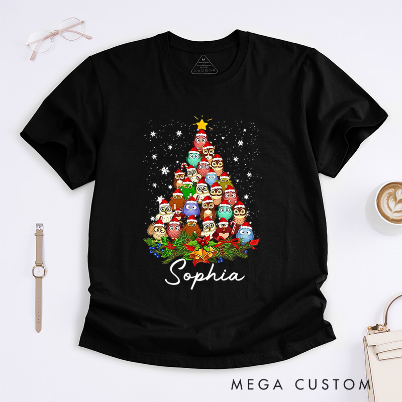 Personalized Christmas Tree Made of Festive Characters and Ornaments Christmas T-Shirt