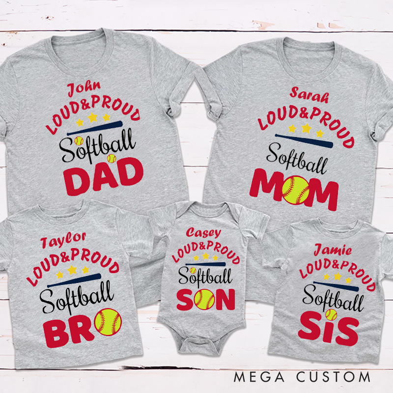 Personalized Loud and Proud Cheer Softball Crew Family Matching Outfit