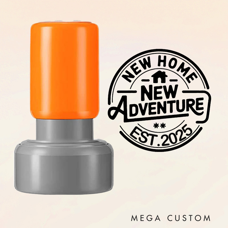 Personalized Stamp New Home New Adventure Design Custom Established Date Decorative Stamp for New Homeowners Housewarming Gifts and Keepsakes