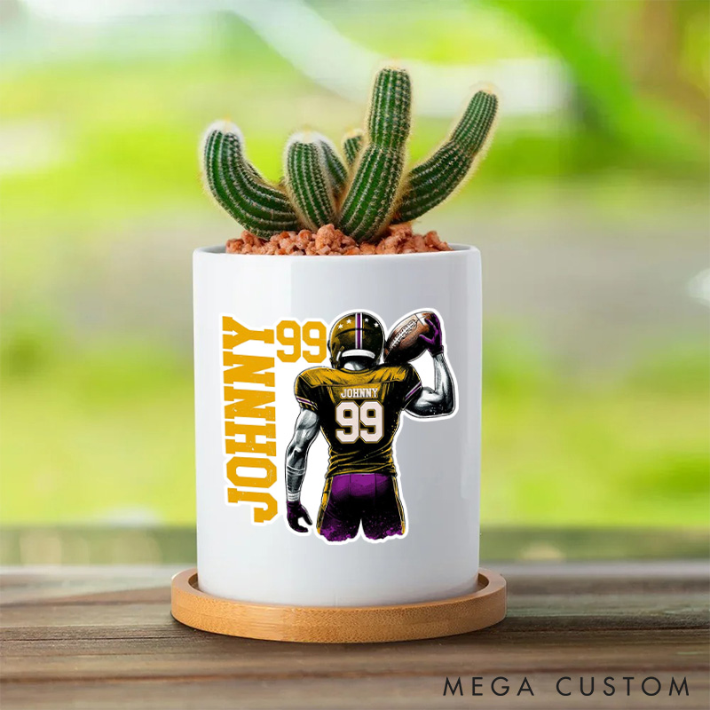 Personalized American Football Sticker with Custom Name and Number, Gift Football Team