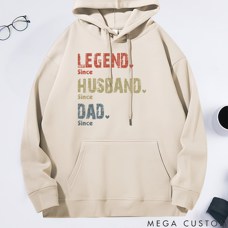 Personalized Legend Husband Dad and Papa Since Classic Hoodies Father's Day Birthday Gifts for Dad Grandpa