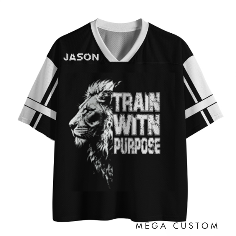 Personalized Fitness Lion Jersey Athletic Shirt Workout Jersey Weightlifting Outfit Gym Shirt Gift for Sports Lovers