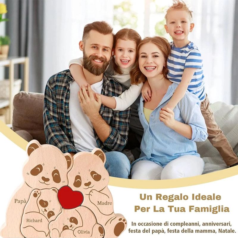 Personalized Wooden Family Puzzle, Mothers Day Gift, Adoption Gift Custom Panda Decor Wooden Keepsake Family Gift