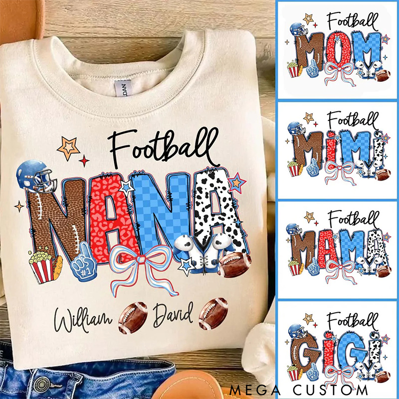 Personalized American Football Sweatshirt with Custom Name and Design for Mom Nana and More