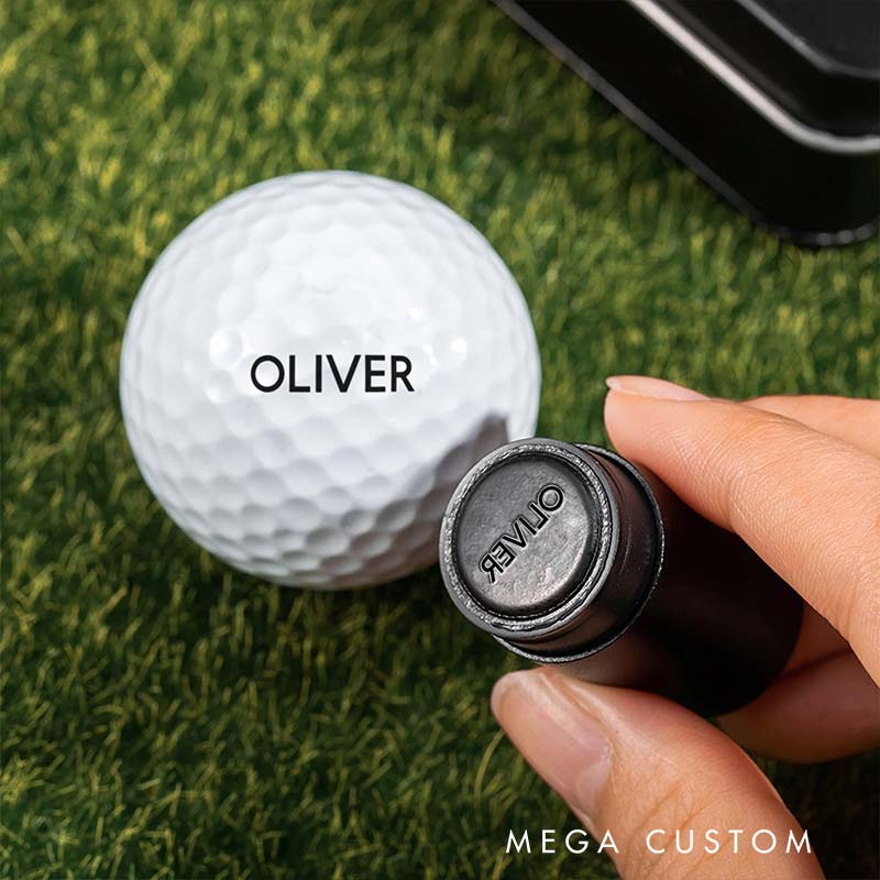 Personalized Monogram Initial Golf Ball Stamp with Metal Storage Box Birthday Christmas Gift for Golf Player
