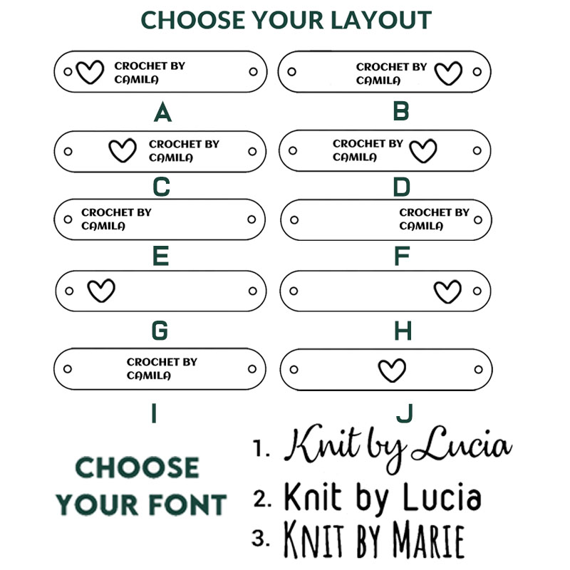 Personalized Set of 10 Faux Leather Labels for Knitted Handmade or Crochet with Custom Name and Snaps Gift for Knitting Crocheting Lovers