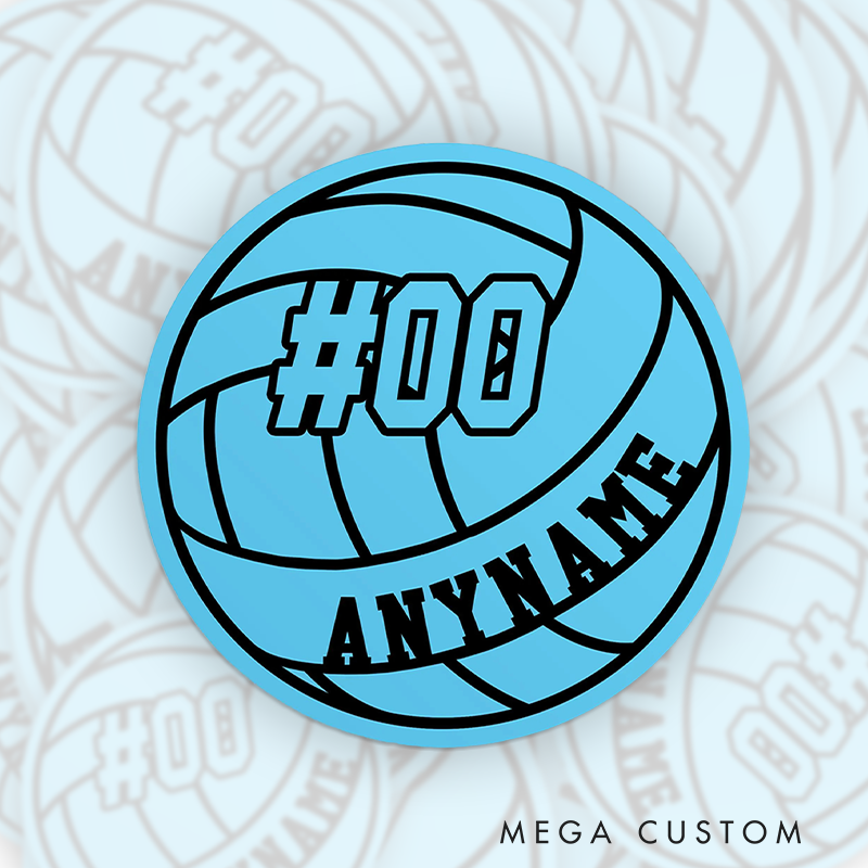 Personalized Volleyball Sticker Custom Sports Name and Player Number for Laptop
