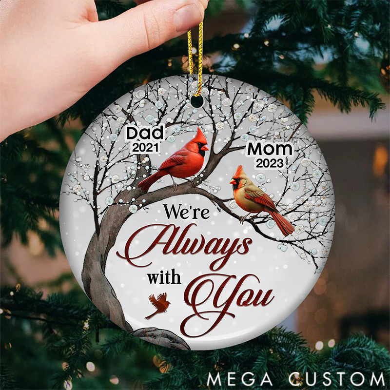 Personalized Custom Ornament - Ceramic Round Shaped - Sympathy Gift For Family Members