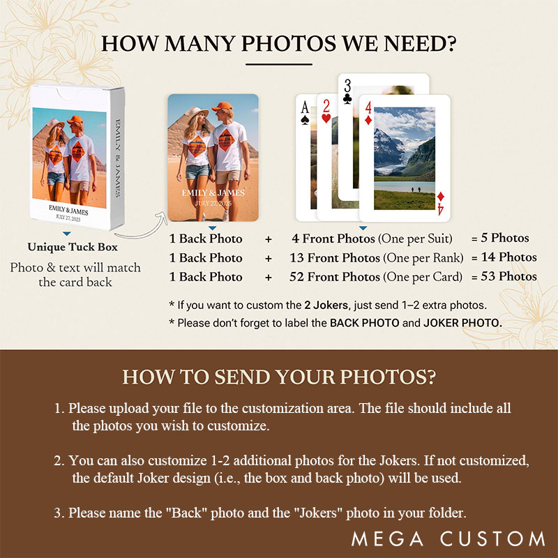 Personalized Photo Playing Cards Custom Playing Cards With Photos Printed Deck of Cards Wedding Playing Cards Anniversary Birthday Cards