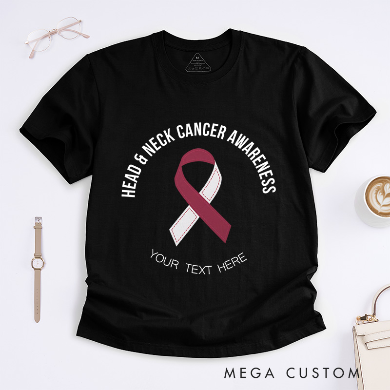 Personalized Head and Neck Cancer Ribbon T-Shirt Cancer Survivor Gift Support Gift