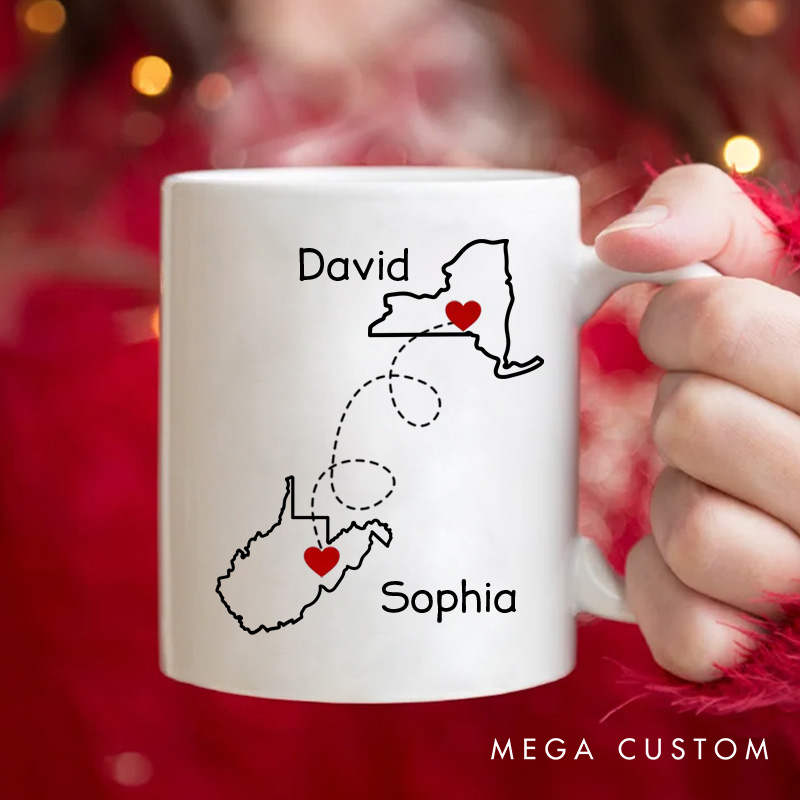 Personalized Couple Long Distance Mug Custom Best Friend Christmas Gift for Her Couple Long Distance Relationship Mug Boyfriend Girlfriend Gift Mug
