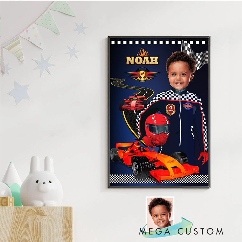 Personalized Racer Watercolor Portrait Custom Artwork from Photo Modern Auto Art Print for Racers and Car Lovers