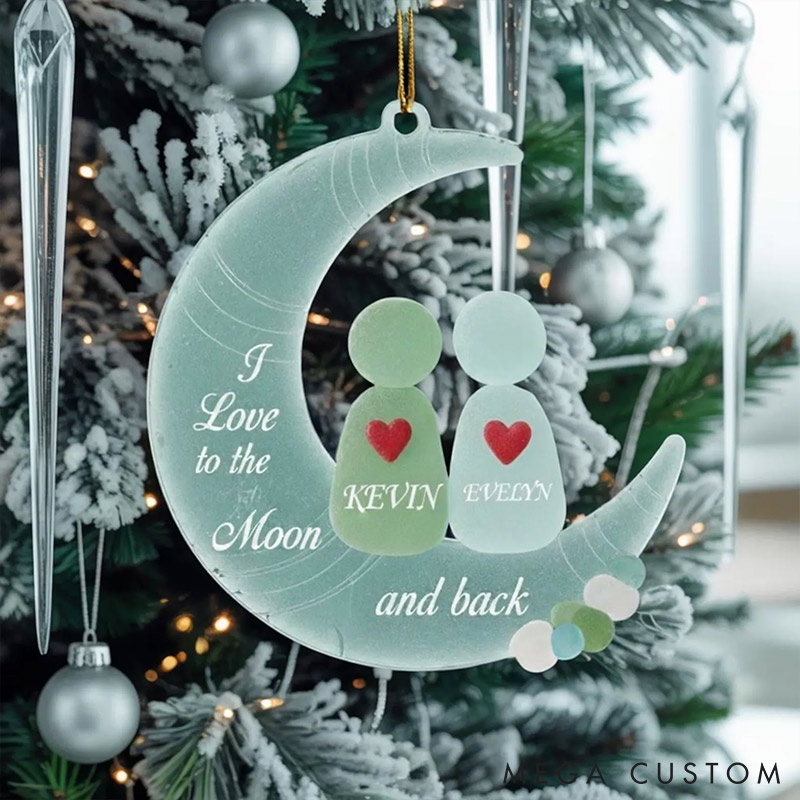 [Copy]Personalized Sea Glass-Style Couple Chrismas 2D Flag Couple Swing Design Ornament Chrismas Decoration with Names Chrismas Gift for Husband Wife