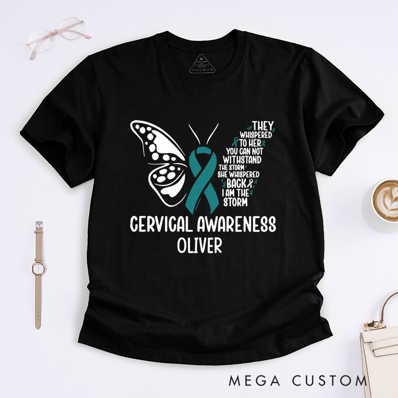 Personalized Cervical Awareness T-Shirt Cancer Awareness Month Gift Cancer Survivor Gift