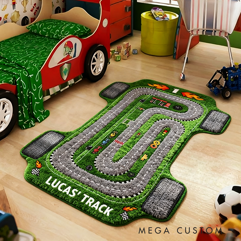 Personalized Racing Track Doormat with Custom Name Design for Racers and Racing Lovers