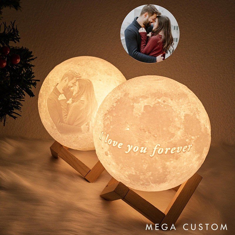 Personalized Couple Photo Moon Night Light Custom Moon Touch Lamp form Your Own Picture 3D Printed Lunar Led Table Lamp Anniversary Christmas Gift