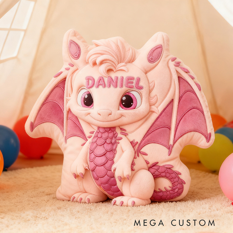 Personalized Cute Little Dinosaur with Name Graphic 3D Print Pillow Christmas Gift for Kids Birthday Gift