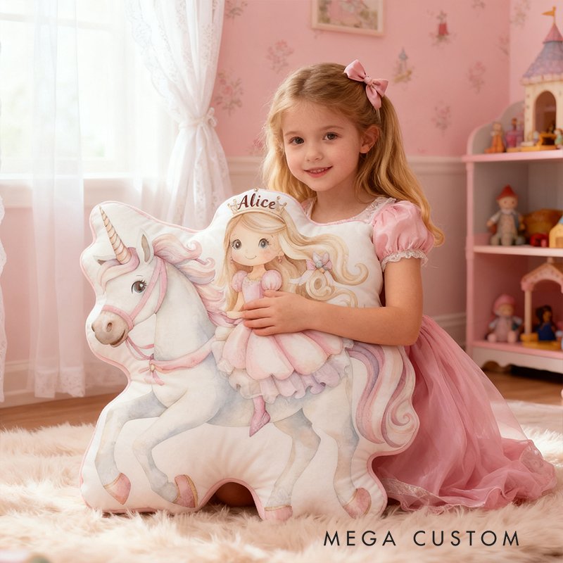 Personalized Princess Custom Name Soft Decorative Gift Magical Fantasy Style Cozy Bedroom Pink Dream Lovely Sparkle Fairy Tale Graphic 3D Print Pillow