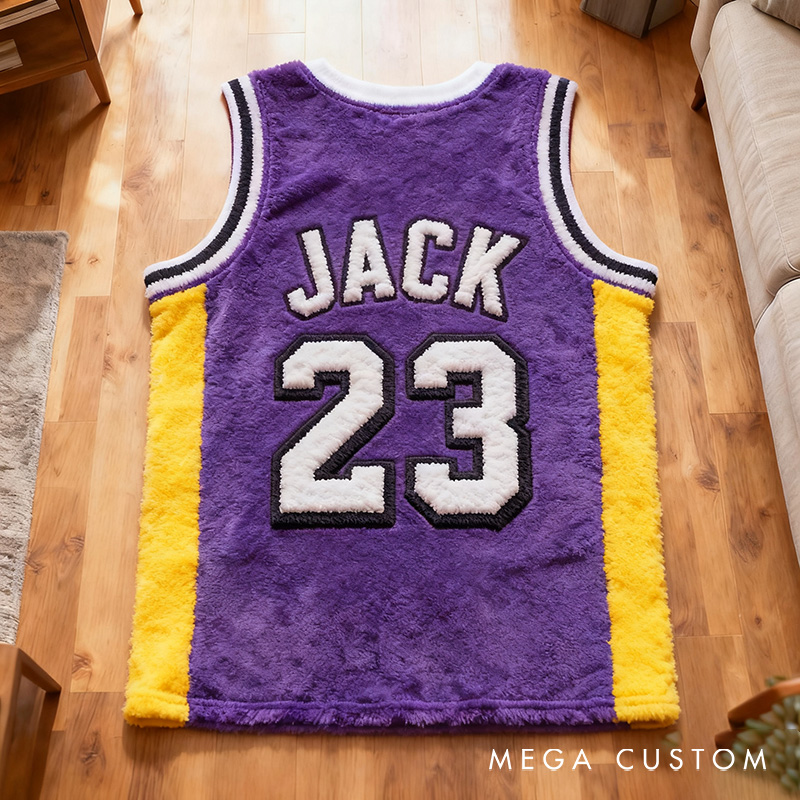 Personalized Basketball Jersey Rug with Custom Name and Number for Fans and Players