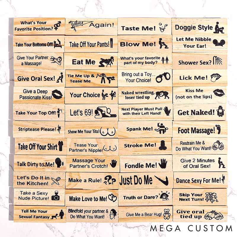 Personalized Couple Date Night Block 48 pcs Tower Game Couple Tumbling Tower Game Funny Adult Drunk Game Anniversary Valentine's Day Gift for Him Her