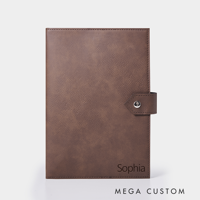 Personalized Leather Notebook with Name Custom Journal with Snap Closure Gift for Professionals Students and Writers  