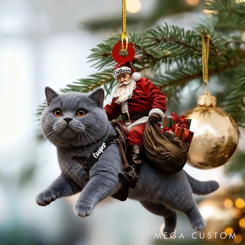 Personalized Pet Lover Santa Riding German Shepherd Christmas Ornament