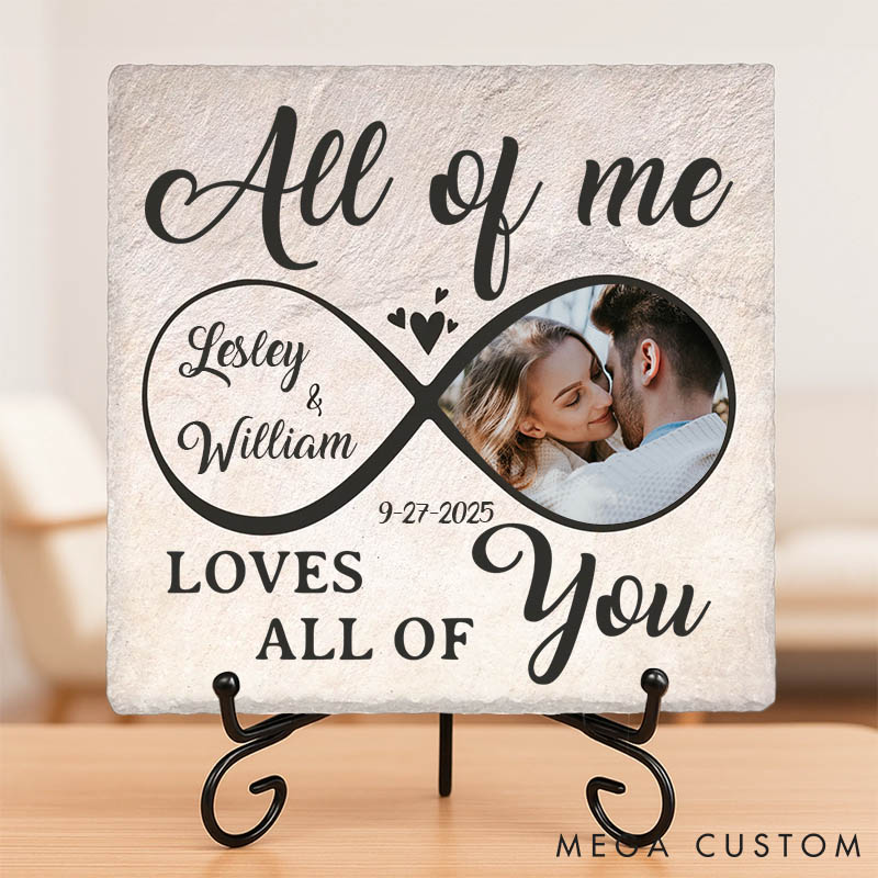 Personalized Couple Photo From Our First Kiss Till Our Last Breath Heart and Square Shaped Stone with Stand First Christmas Gift Valentine's Day Gift