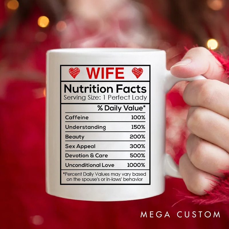 Personalized Wife Nutrition Facts Mug The Perfect Recipe for Love Custom Wife Mug Valentines Gifts for Wife Anniversary Gifts for Her