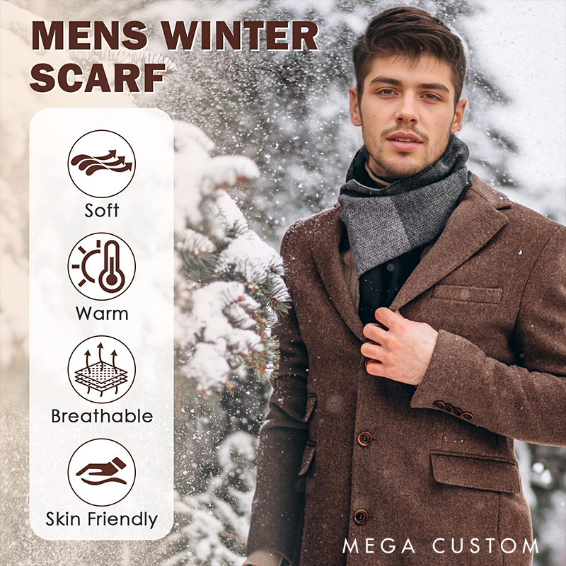 Personalised Name Embroidered Scarf for Men Custom Monogram Scarf Winter Long Scarves Gifts for Boyfriend