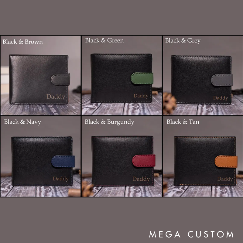 Personalized Leather Wallet for Men Engraved Leather Wallet with Name Mens Wallet Leather Wallet For Him Groomsmen Wallet Boyfriend Gift Dad Gift Husband Gift