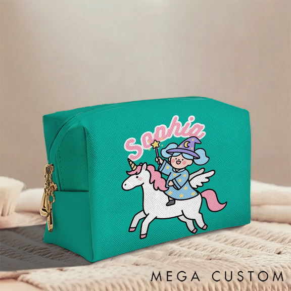 Personalized Magical Girl Toiletry Bag Custom Name for Kids Travel Gifts and Daily Use