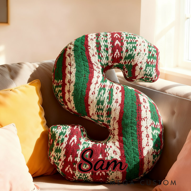 Personalized Funny Pillow Christmas Yarn Twist Graphic Print Letter Customized Name Gift for Kids