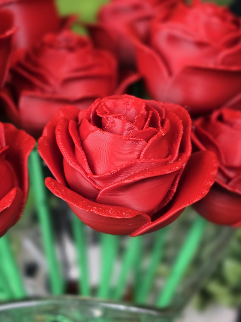 Personalized 3D Printed Rose Flower Valentine Gift for Her with Name for Couples Desk Home