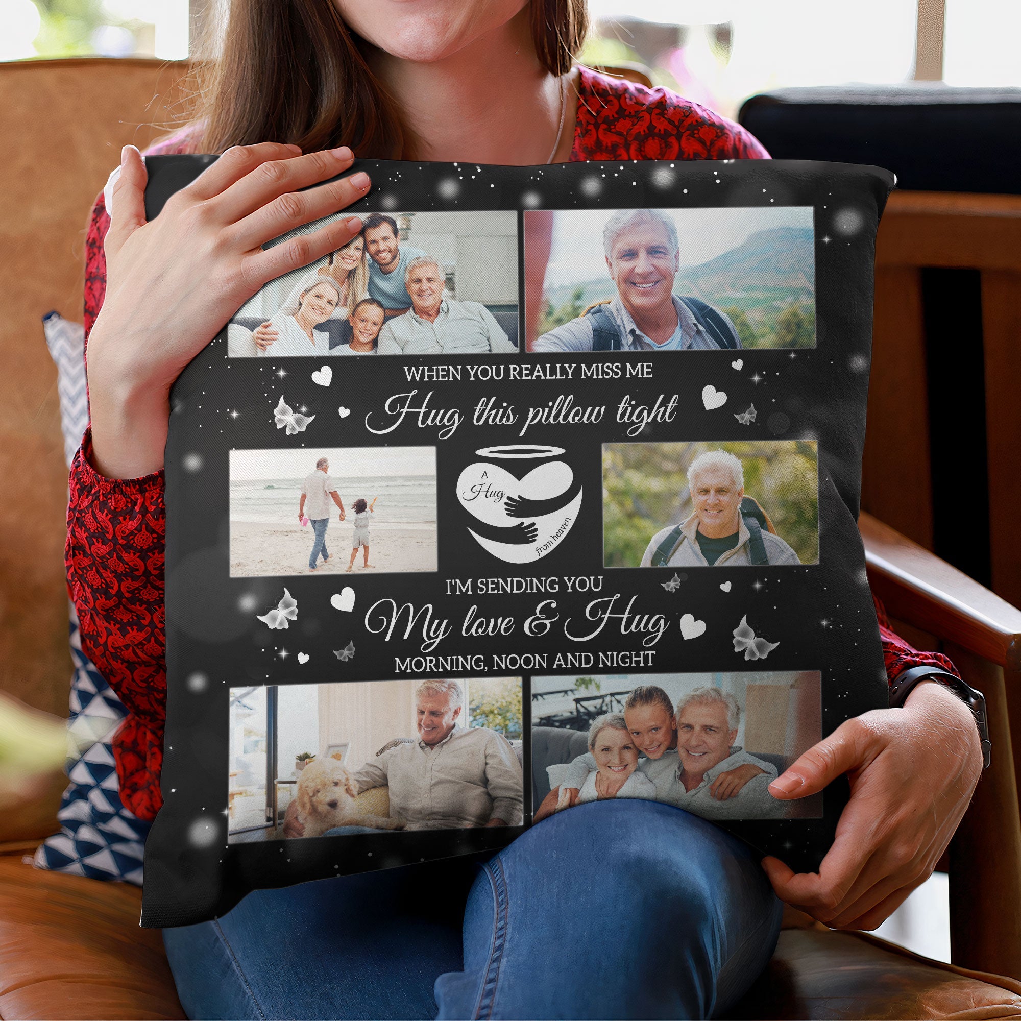Personalized Photo Pillow When You Miss Me Hug This Pillow Sympathy Bereavement Gift for Loss of Grandfather