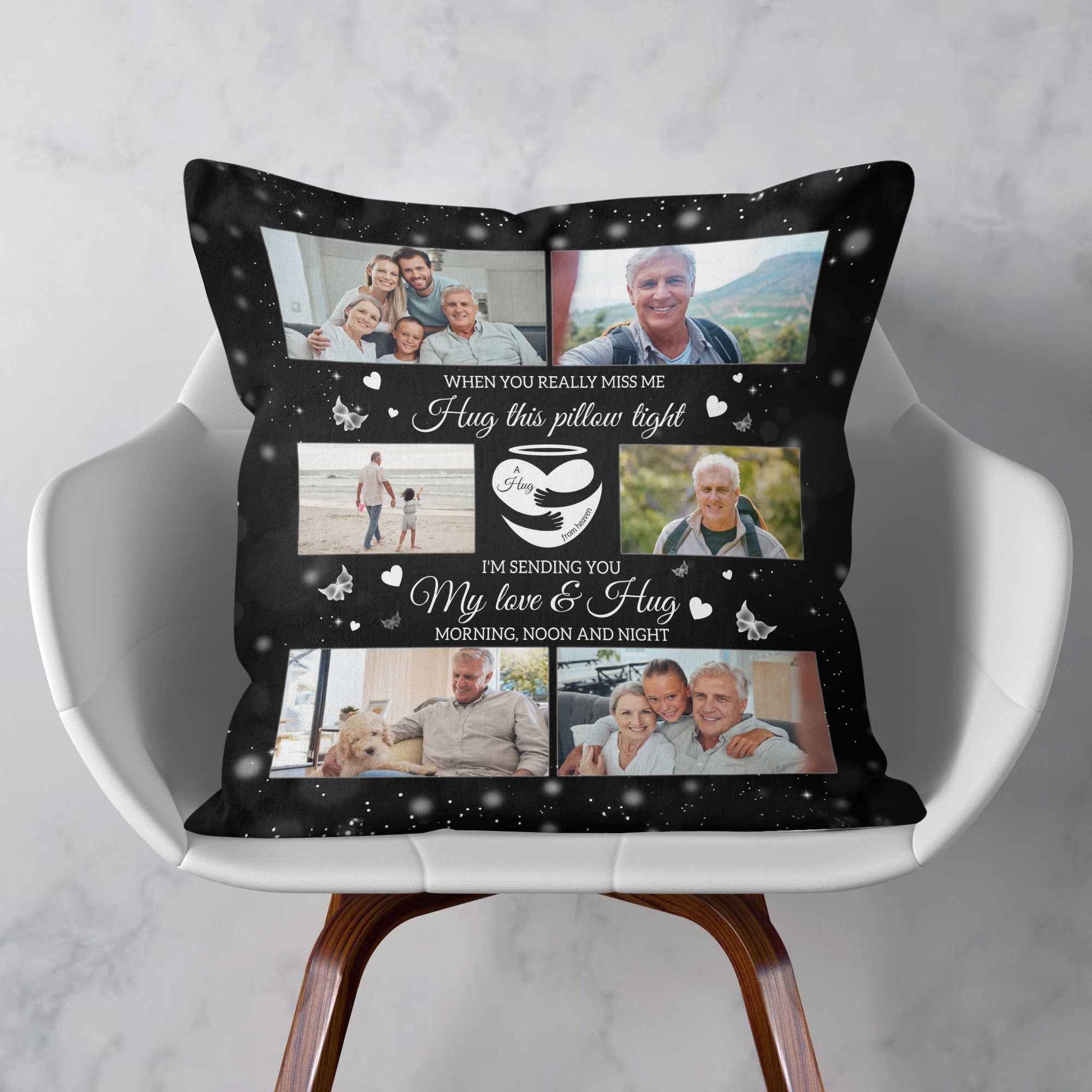 Personalized Photo Pillow When You Miss Me Hug This Pillow Sympathy Bereavement Gift for Loss of Grandfather