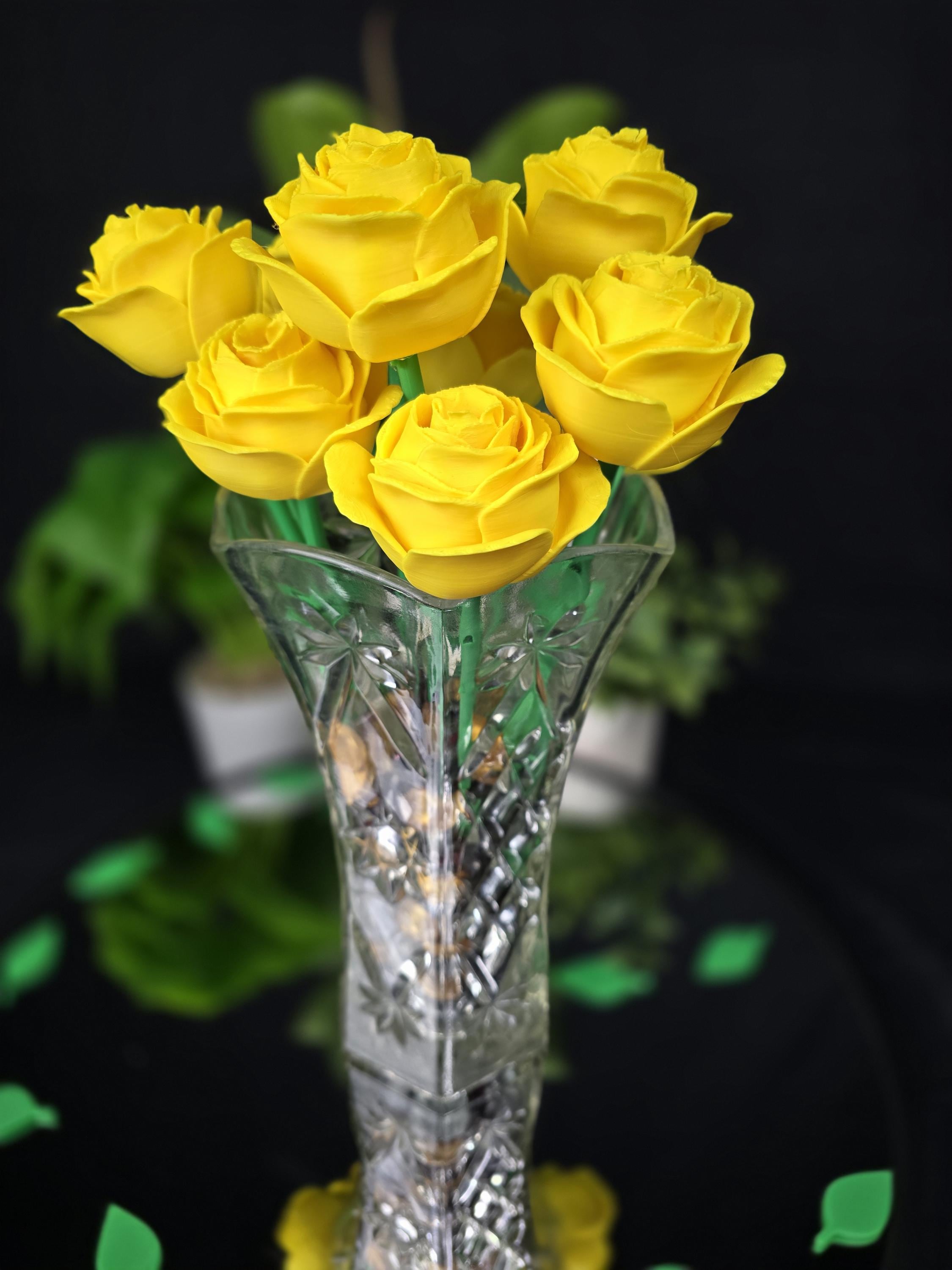 Personalized 3D Printed Rose Flower Valentine Gift for Her with Name for Couples Desk Home