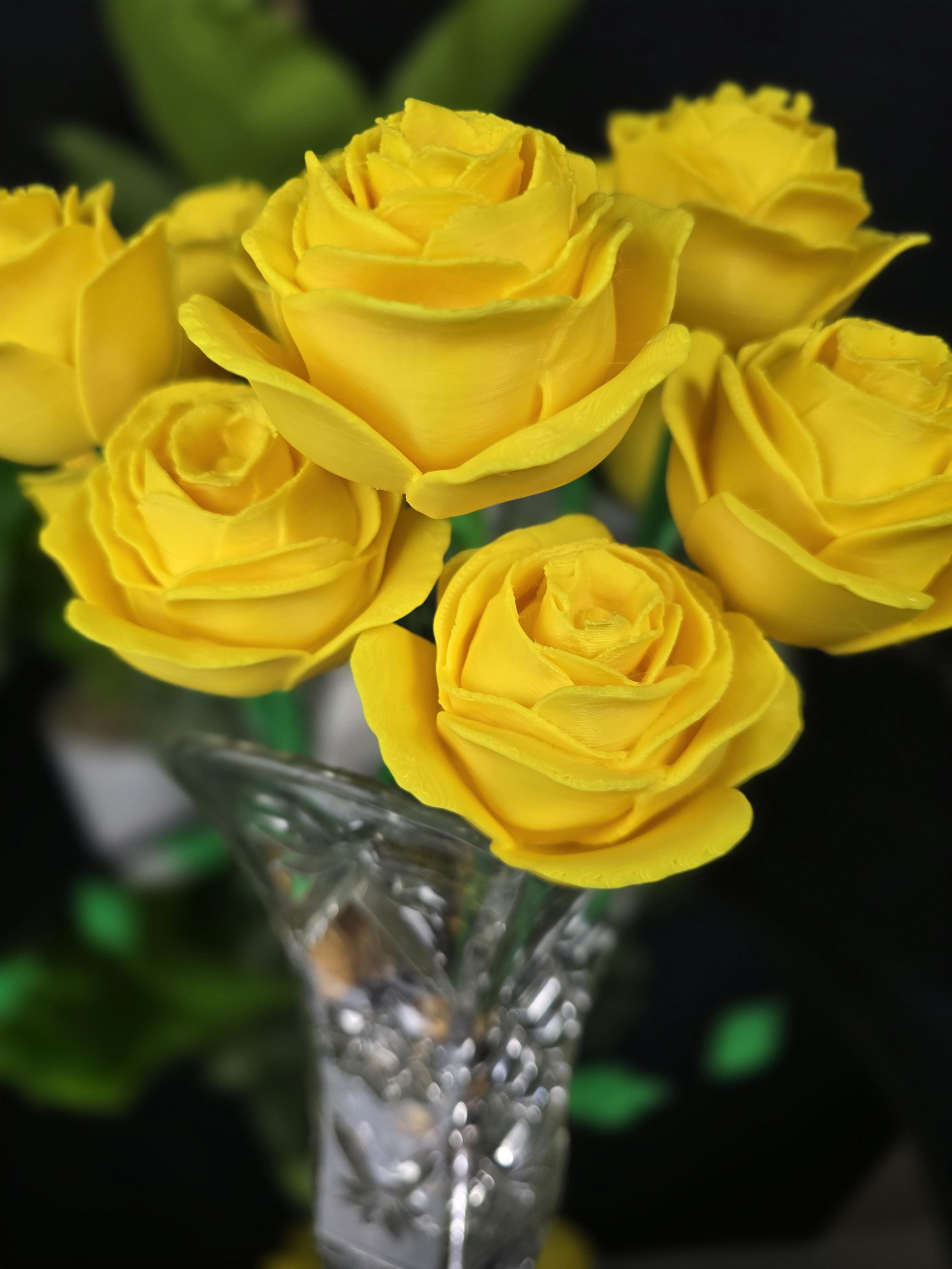 Personalized 3D Printed Rose Flower Valentine Gift for Her with Name for Couples Desk Home